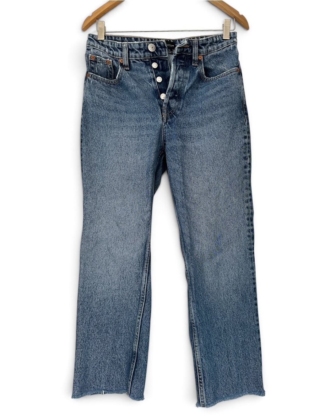 Zara Blue Button-Fly Jeans